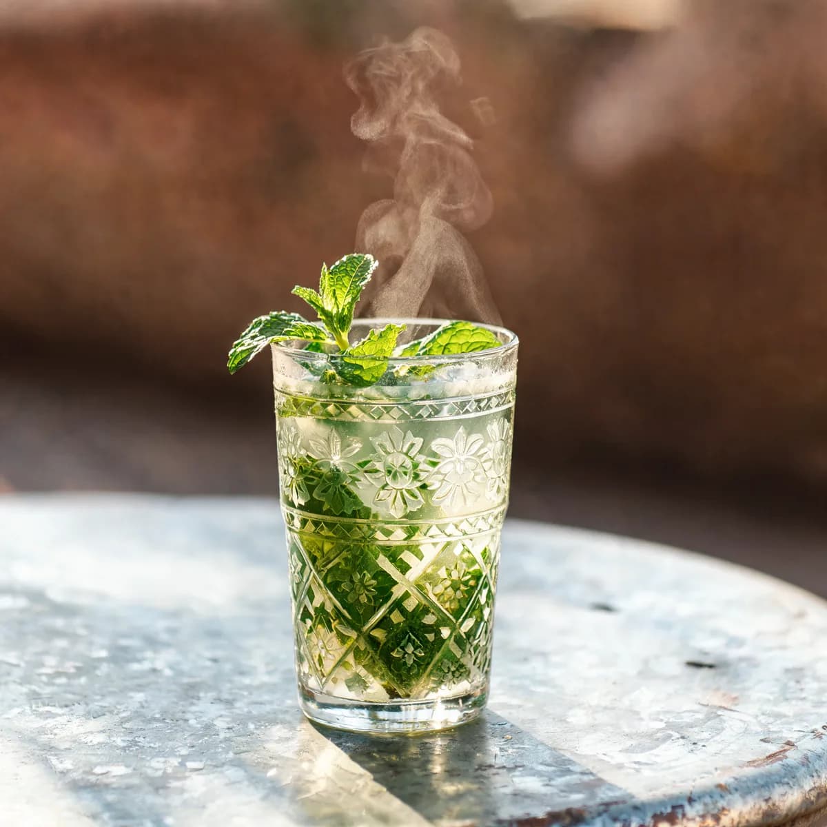 Glass of Moroccan mint tea